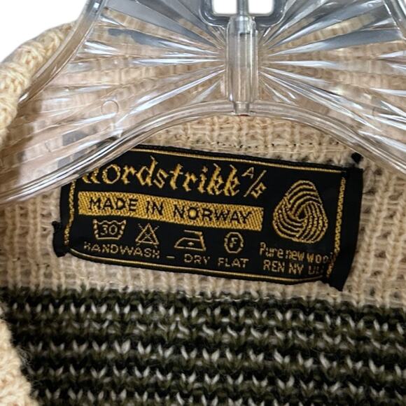 Nordstrikk Norway 100% Wool Cardigan Women’s XL Cream Floral Trim Pewter Hooks - Picture 4 of 7